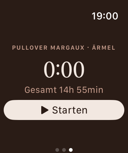 Apple-Watch-Stoppuhr-Bildschirm mit einer laufenden Session.