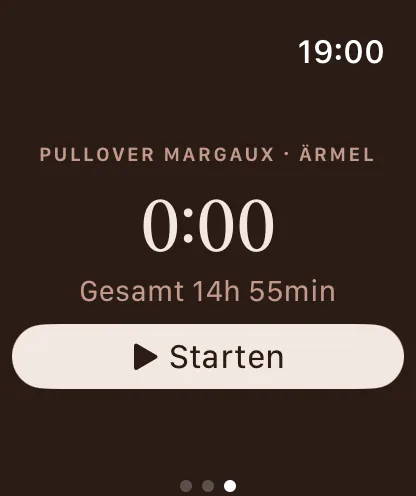 Apple-Watch-Stoppuhr-Bildschirm mit einer laufenden Session.