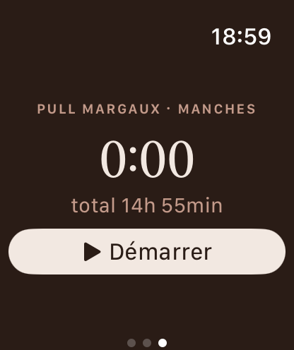 Écran de minuteur d'Apple Watch affichant une session en cours.