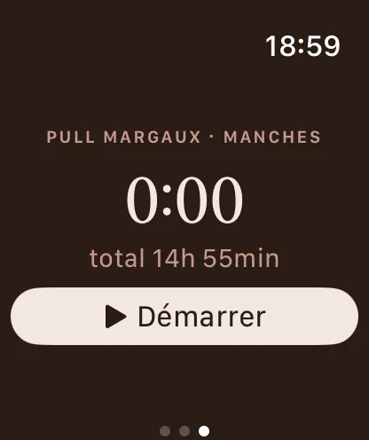 Écran de minuteur d'Apple Watch affichant une session en cours.
